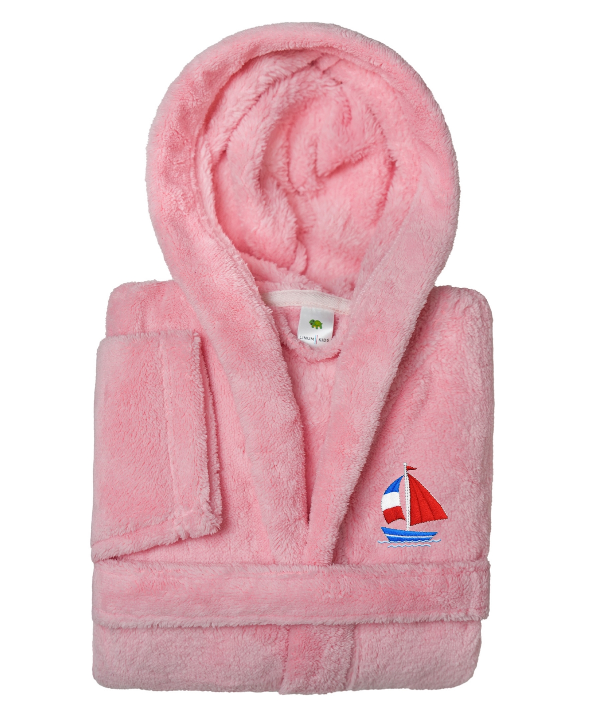 Linum Home Kids Crown Super Plush Double Brushed Hooded Bathrobe In Pink
