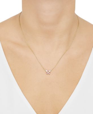 2-Pc. Set Lab Created Pink Sapphire (1/2 ct. t.w.) & Lab Created White Sapphire (1-1/20 ct. t.w.) Dragonfly Pendant Necklace & Matching Hoop Earrings in 14k Gold-Plated Sterling Silver