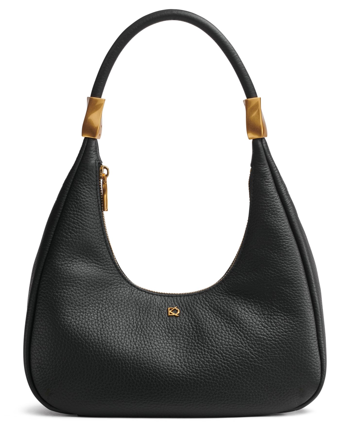 Женская сумка Donna Karan New York Quogue Leather Small Hobo Shoulder, цвет: Чёрный / Золотой — фото 1