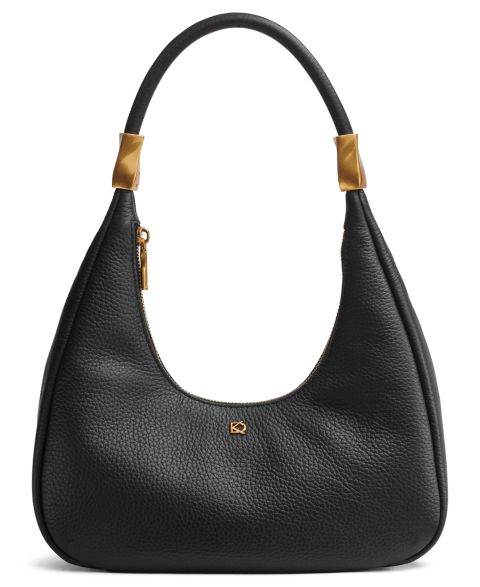 Женская сумка Donna Karan New York Quogue Leather Small Hobo Shoulder, цвет: Чёрный / Золотой