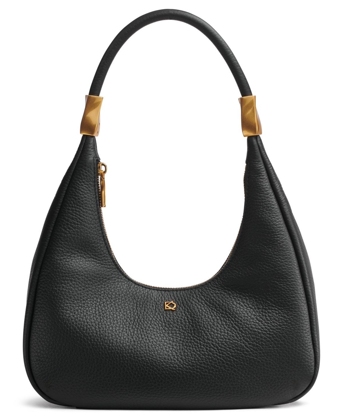 Shop Donna Karan Quogue Leather Small Hobo Shoulder In Black,gold