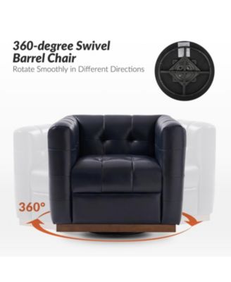 1 Count Gabriel Mid-Certury Modern Genuine Leather Swivel Club Chair