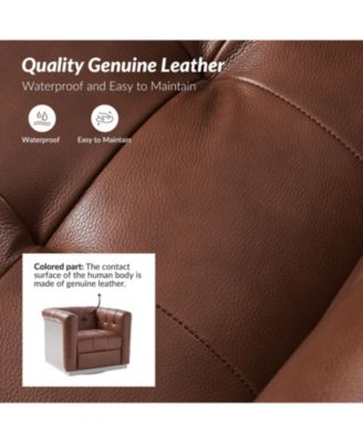 1 Count Gabriel Mid-Certury Modern Genuine Leather Swivel Club Chair