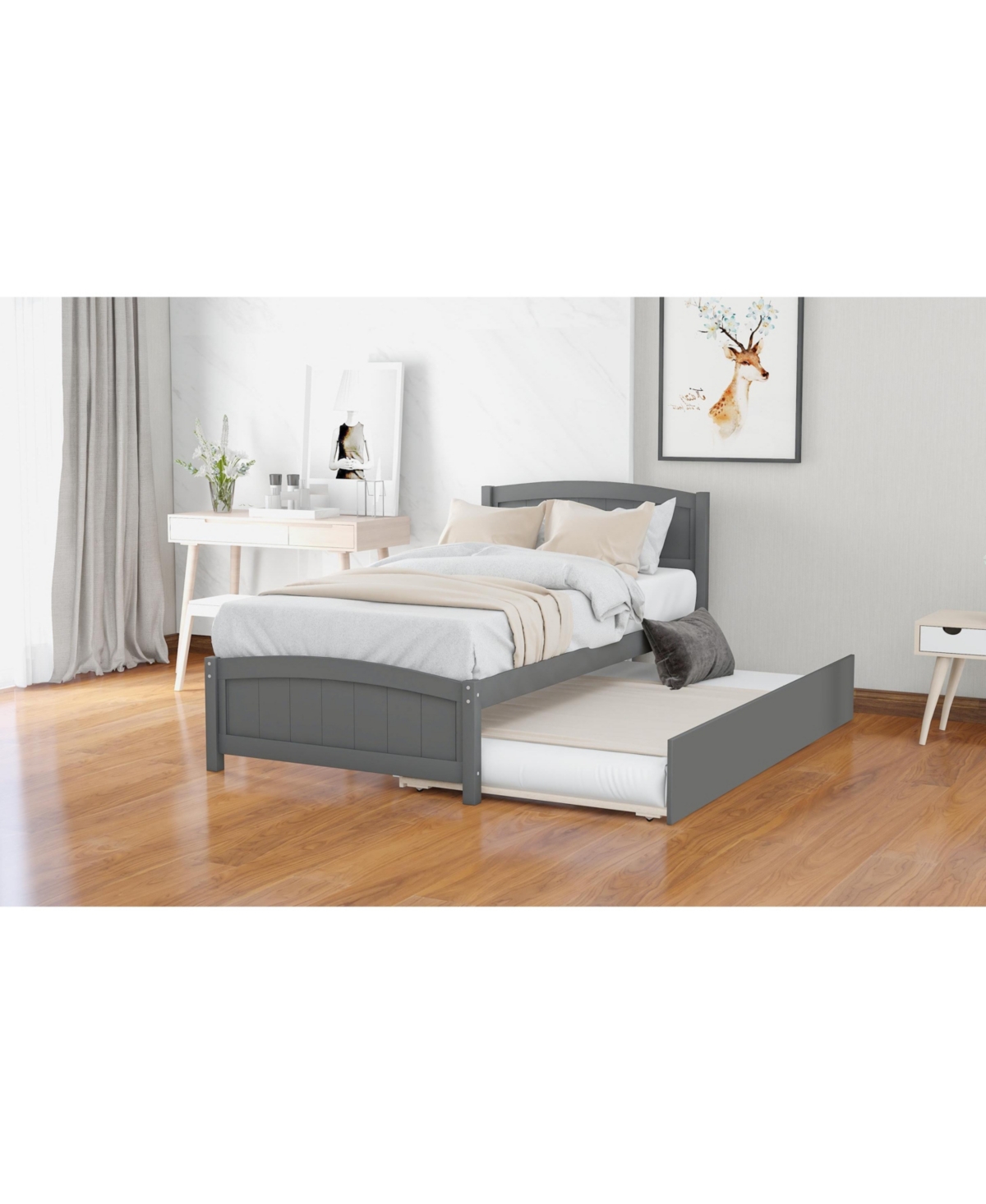 Slickblue Twin Size Platform Bed with Trundle for Space-Saving Sleep Solutions
