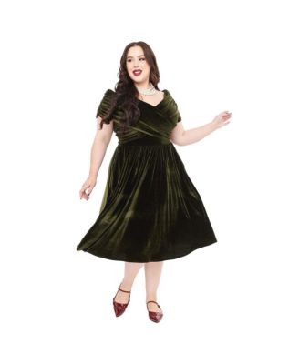 Plus Size Shirred Off Shoulder Swing Dress