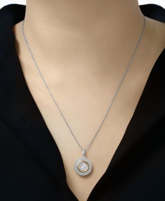 Diamond Circle 18" Pendant Necklace (1/4 ct. t.w.) in Sterling Silver and 14k Gold-Plate, Created for Macy's