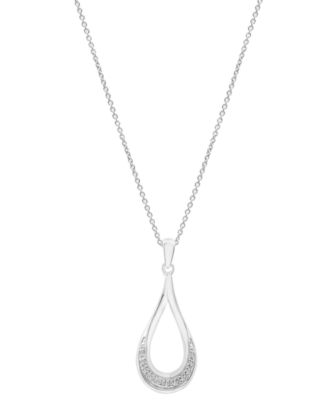 2-Pc. Set Diamond Open Teardrop Pendant Necklace & Matching Drop Earrings (1/6 ct. t.w.) in Sterling Silver, Created for Macy's