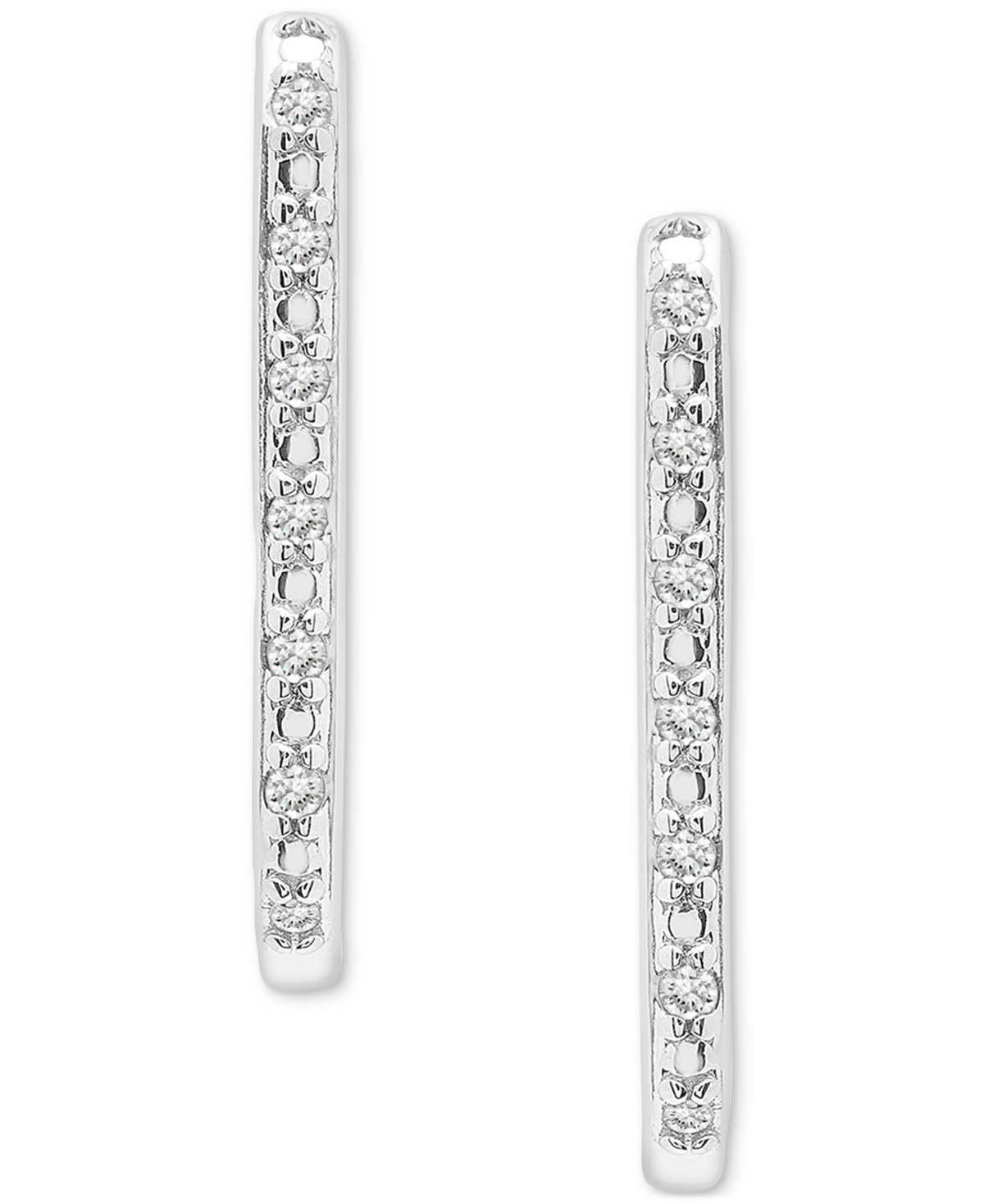 Macy's 2-pc. Set Diamond Open Link Pendant Necklace & Matching Hoop Earrings (1/6 Ct. T.w.) In Sterling Sil In Sterling Silver