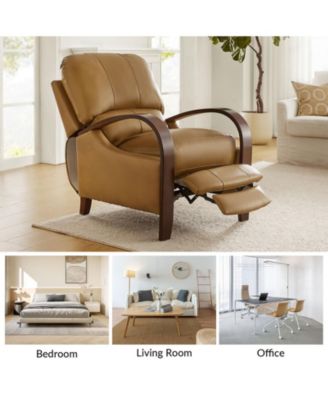 Alex Mid Century Modern Genuine Leather Manual Recliner