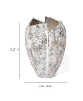 Modern Marble White 12.2-Inch Tall Stoneware Table Vase