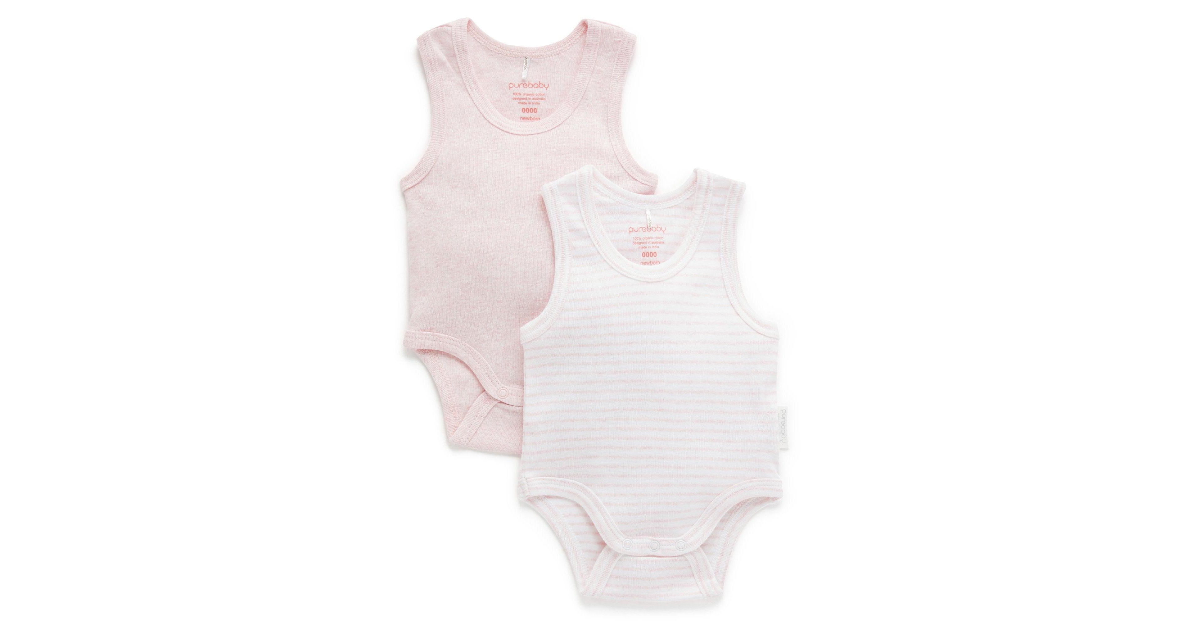 Purebaby Baby Girls Rib Bodysuit 2 pack