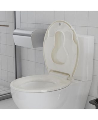Soft-Close Round Toilet Seat with Built-In Toddler Potty Training Feature
