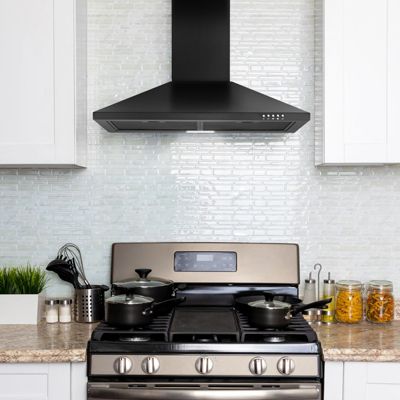 30-in 450-CFM Convertible Black Wall Mount Range Hoods