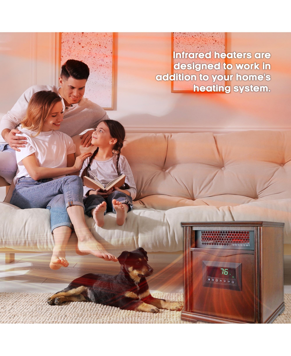 LifeSmart LifePro 4 Element 1500W Electric Infrared Quartz Indoor Space Heater
