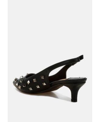 Hegron Stud Embellished Kitten Heels