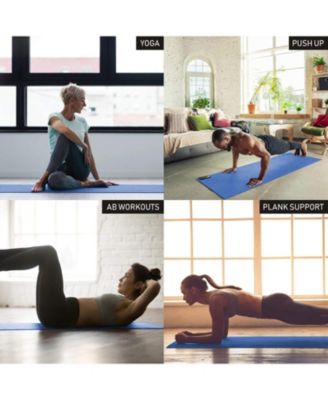 72 x 24" Double Sided 0.25" Thick Non Slip Home Workout Yoga Mat, Blue