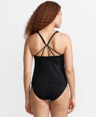 Women's Tugless High Neck Strappy Back Tankini Swimsuit Top