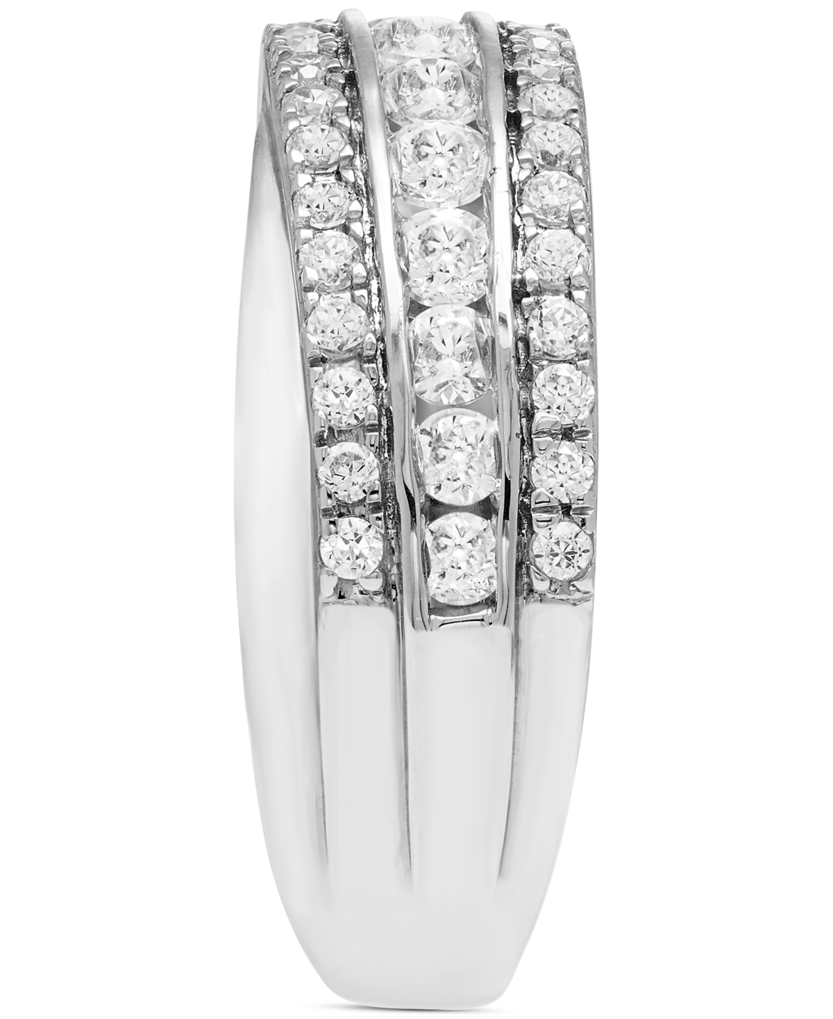 Diamond Triple Row Diagonal Band (1 ct. t.w.) in 10k White or Yellow Gold