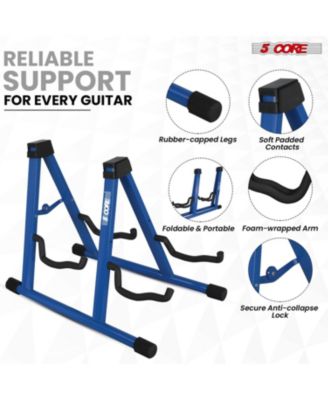 Double Guitar Stand Floor Adjustable A Frame Folding Acoustic Electric Guitars Holder Stands GSS 2N1 BLU