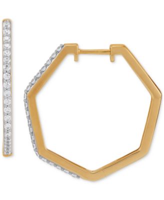 Macy's - Diamond Geometric Hoop Earrings (1/3 ct. t.w.) in 14k Gold-Plated Sterling Silver