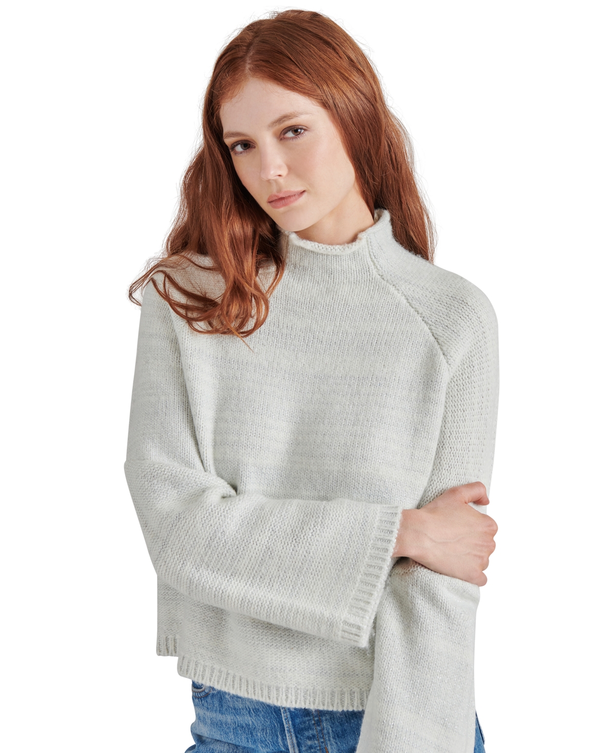 Steve Madden Women's Indie Metallic Mock-Neck Sweater