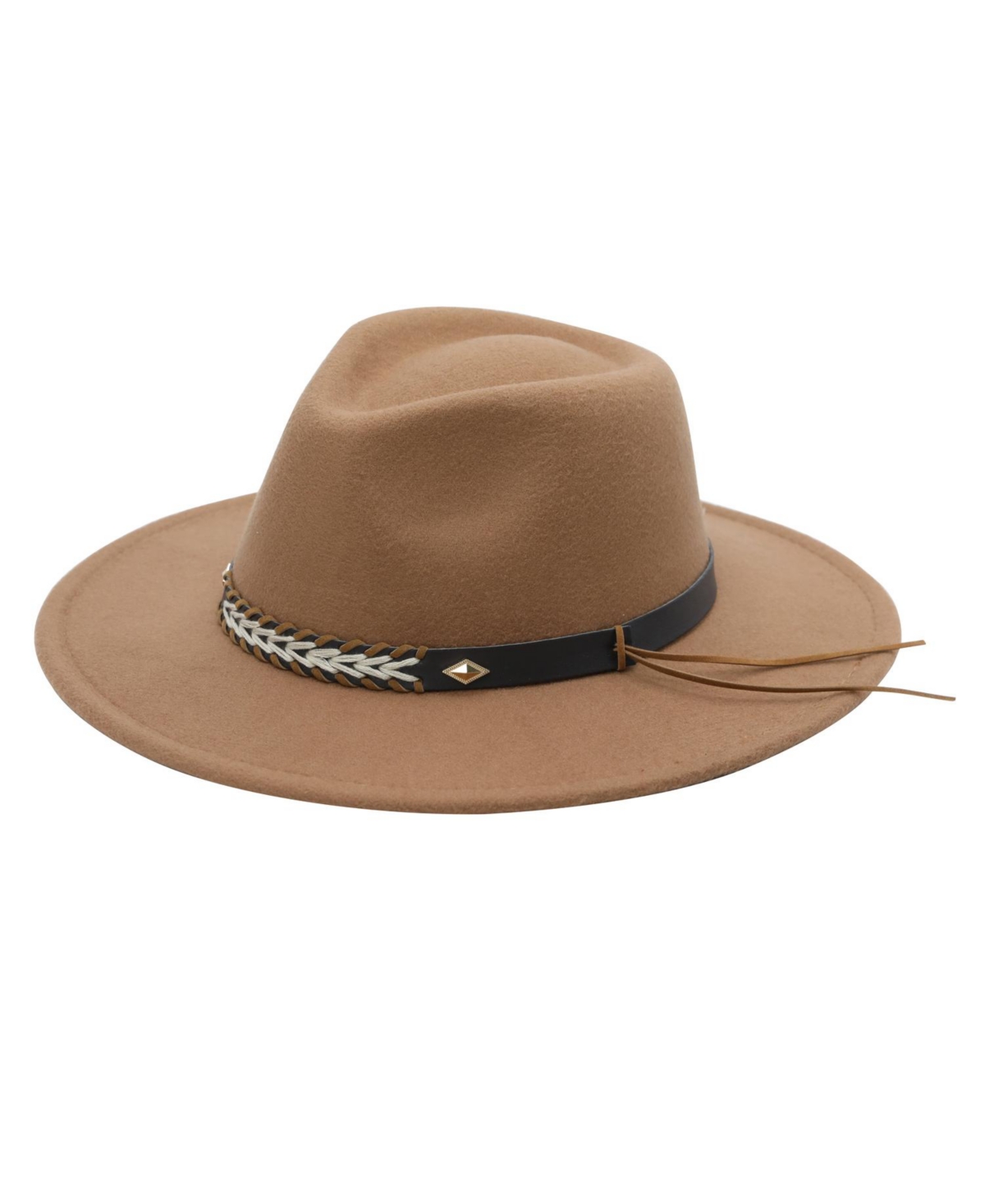 Giza Ultra Felt Stiched Band Wide Brim Hat - Brown