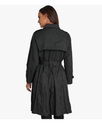 Women's Belted Water-Resistant Button Front Trench Coat
