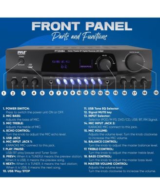 Home Theater Wireless Bluetooth Streaming Receiver Amplifier With FM/USB, 200 Watt