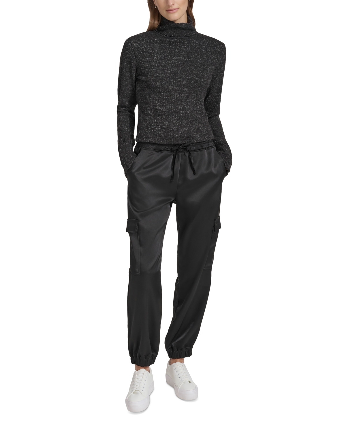 Andrew Marc Sport Women's Satin Cargo Jogger Pants