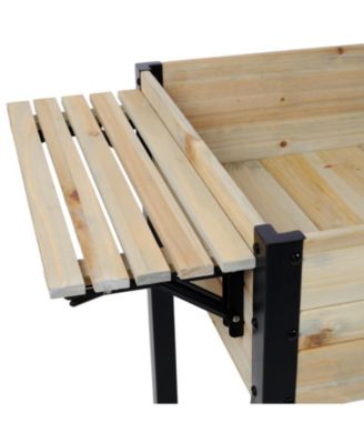 Metal Leg Raised Garden Box with Folding Shelf