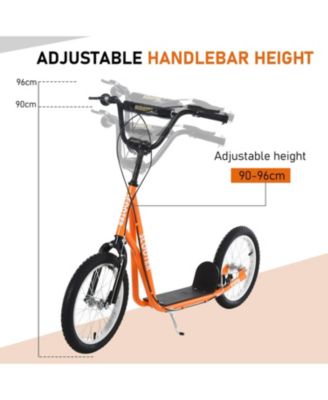 Youth Scooter Kick Scooter for Kids 5+ with Adjustable Handlebar 16" Front and Rear Dual Brakes Inflatable Wheels, Orange