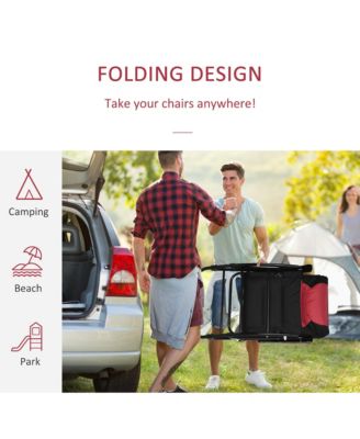 2 Piece Outdoor Patio Furniture Set with 2 Folding Padded Rocking Chairs, Bistro Style for Porch, Camping, Balcony, Red