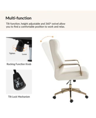 Uwe Modern Leather Ergonomic Executive Office Chair with SGS International Certified Stainless Steel Gas Spring