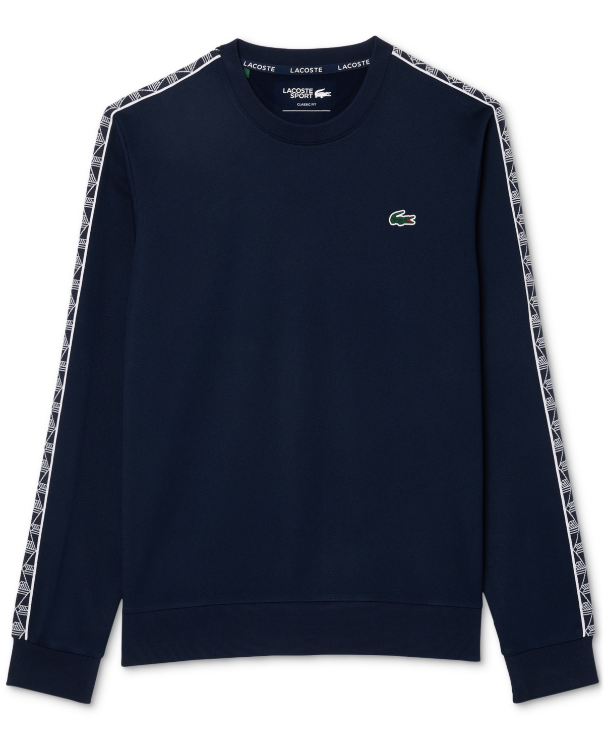 Lacoste Men's Crewneck Long Sleeve Decorative Trim Performance Sweatshirt