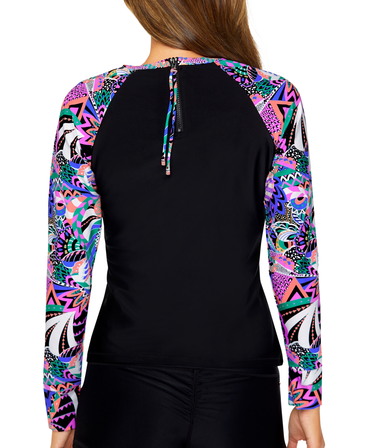 RAISINS JUNIORS' BACK-ZIP RASH GUARD TOP 
