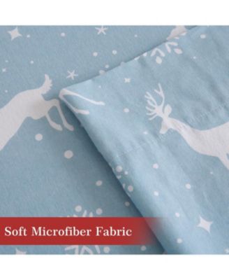 4 Pieces Soft Microfiber Christmas Bedding Sheet Set, King