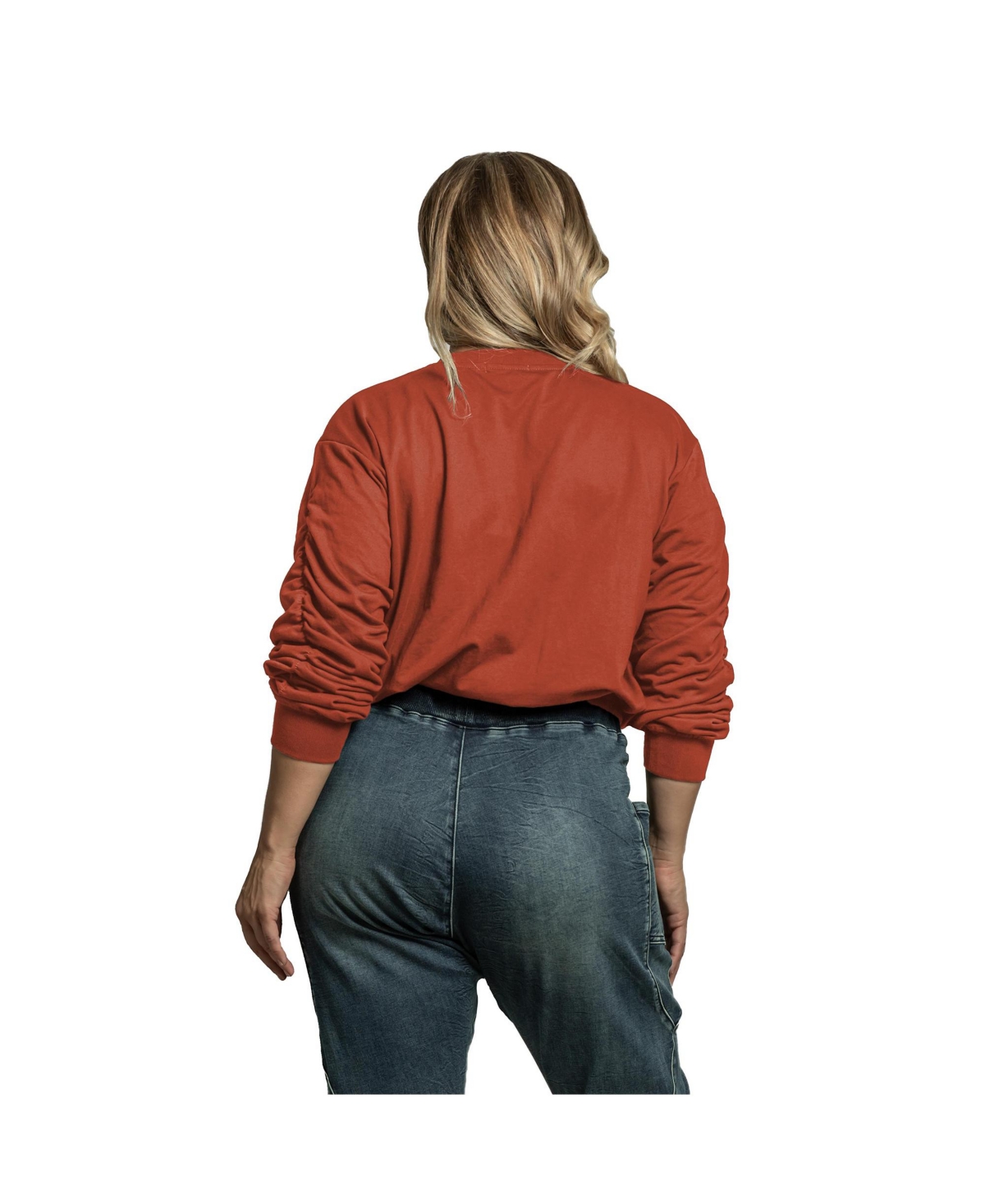 Standards & Practices Plus Size Long Sleeve French Terry Ruched Pullover French Terry Sweatshirt