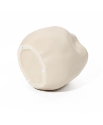 Ivory White Ceramic Modern Round Vase