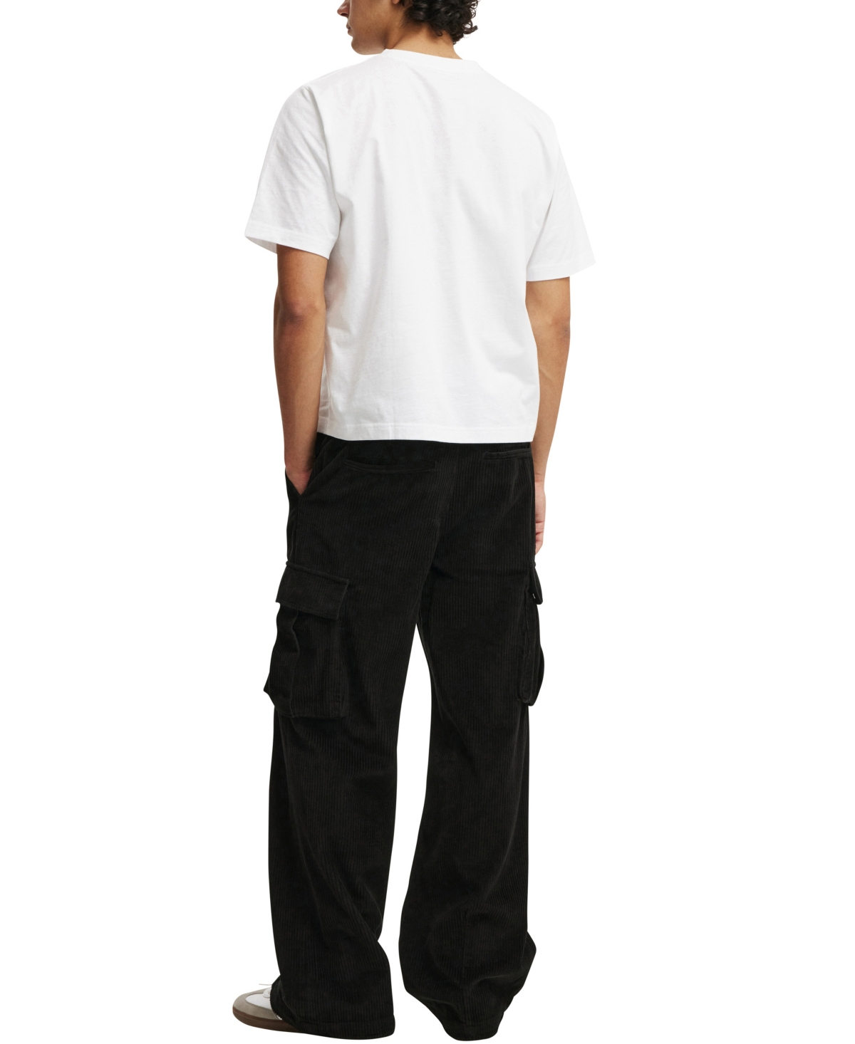 Shop Cotton On Men's Baggy Pleat Cargo Pant In Black Cord