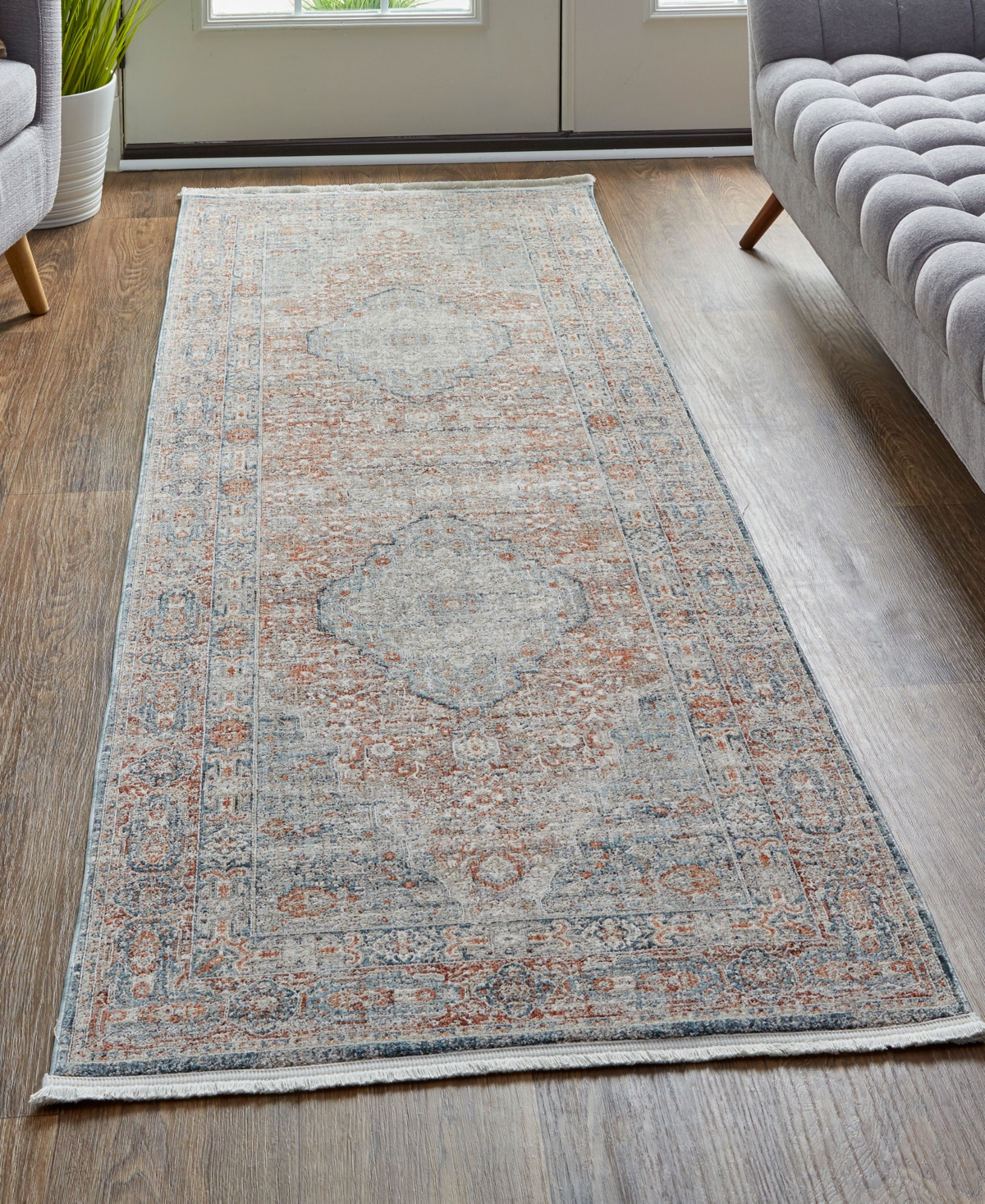 Shop Feizy Marquette 3778f 2'8"x8' Runner Area Rug In Gray,ivory
