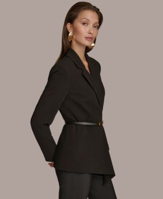 Donna Karan New York Women's Belted Asymmetric-Hem Jacket