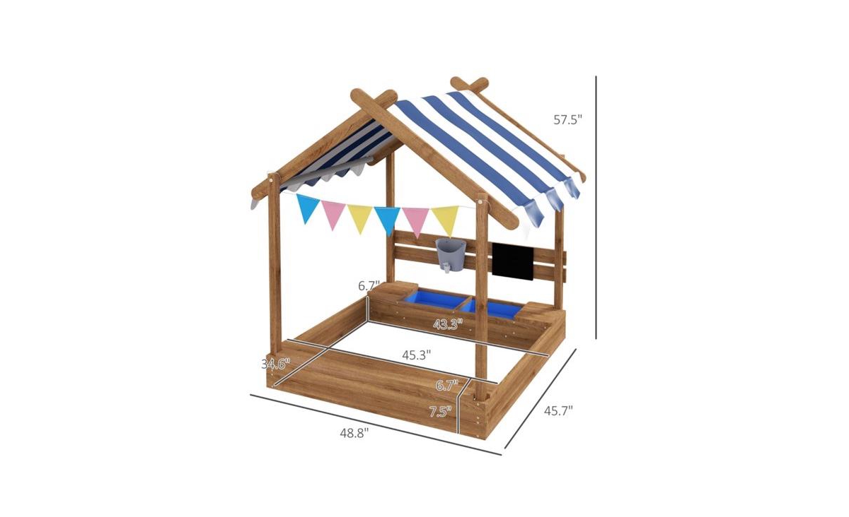 Slickblue Wooden Sandbox for Kids Aged 3-7 Years – Safe, Durable Design with Spacious Play Area for Creative Fun - Blue, White