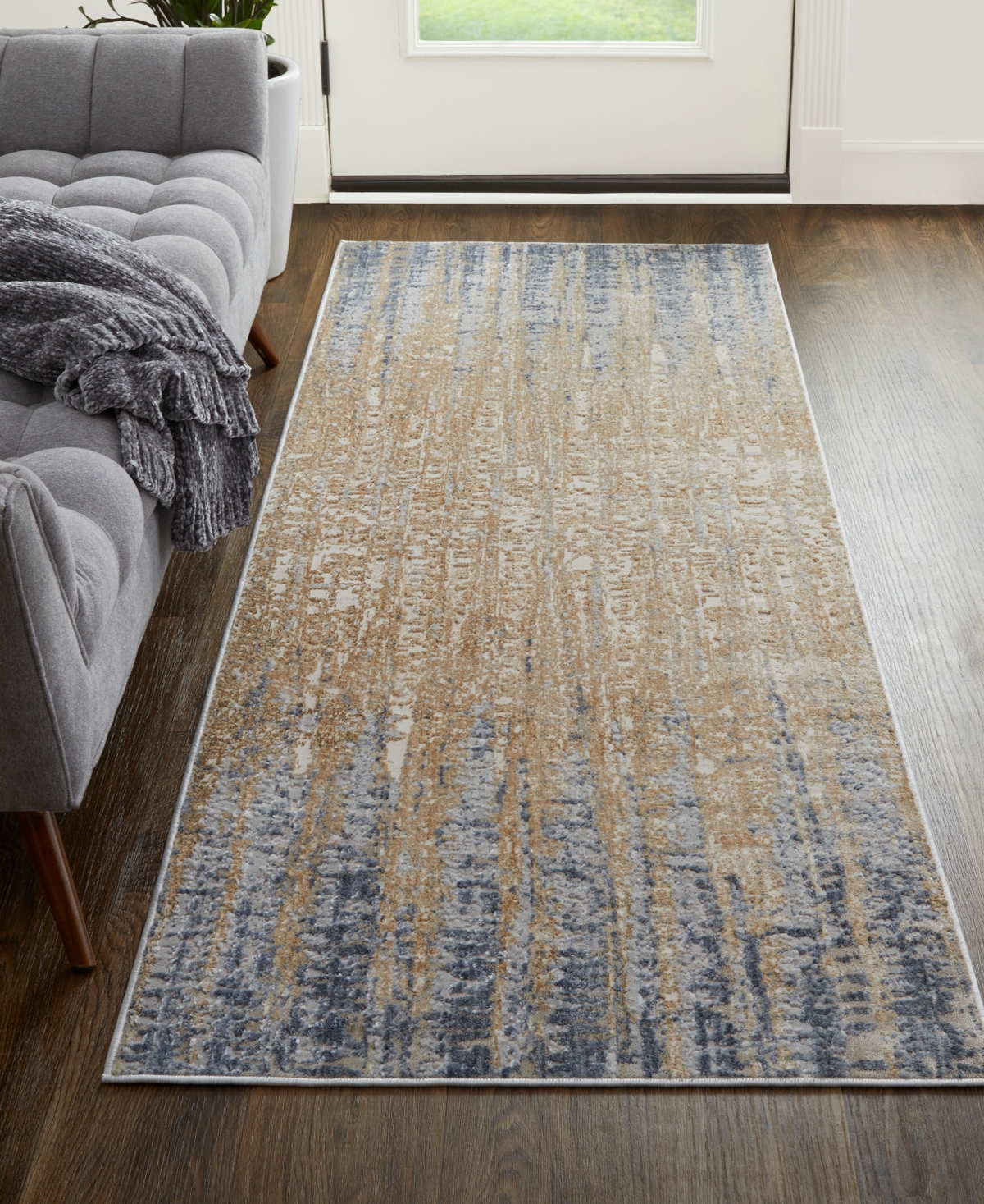 Feizy Laina 39g9f 3'x12' Runner Area Rug In Tan,brown