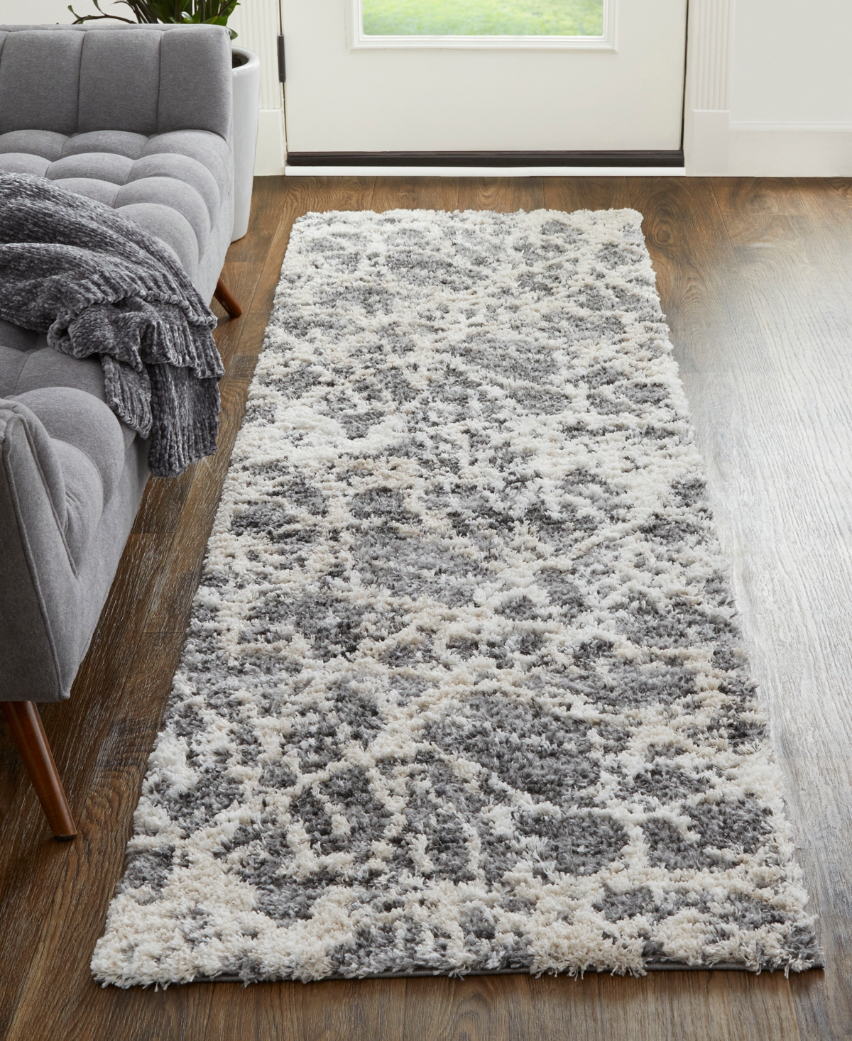 Shop Feizy Mynka 39idf 2'6"x8' Runner Area Rug In Gray,ivory