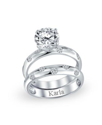 Etoile Cubic Zirconia 2CTW CZ Band Ring Set  .925 Sterling Silver