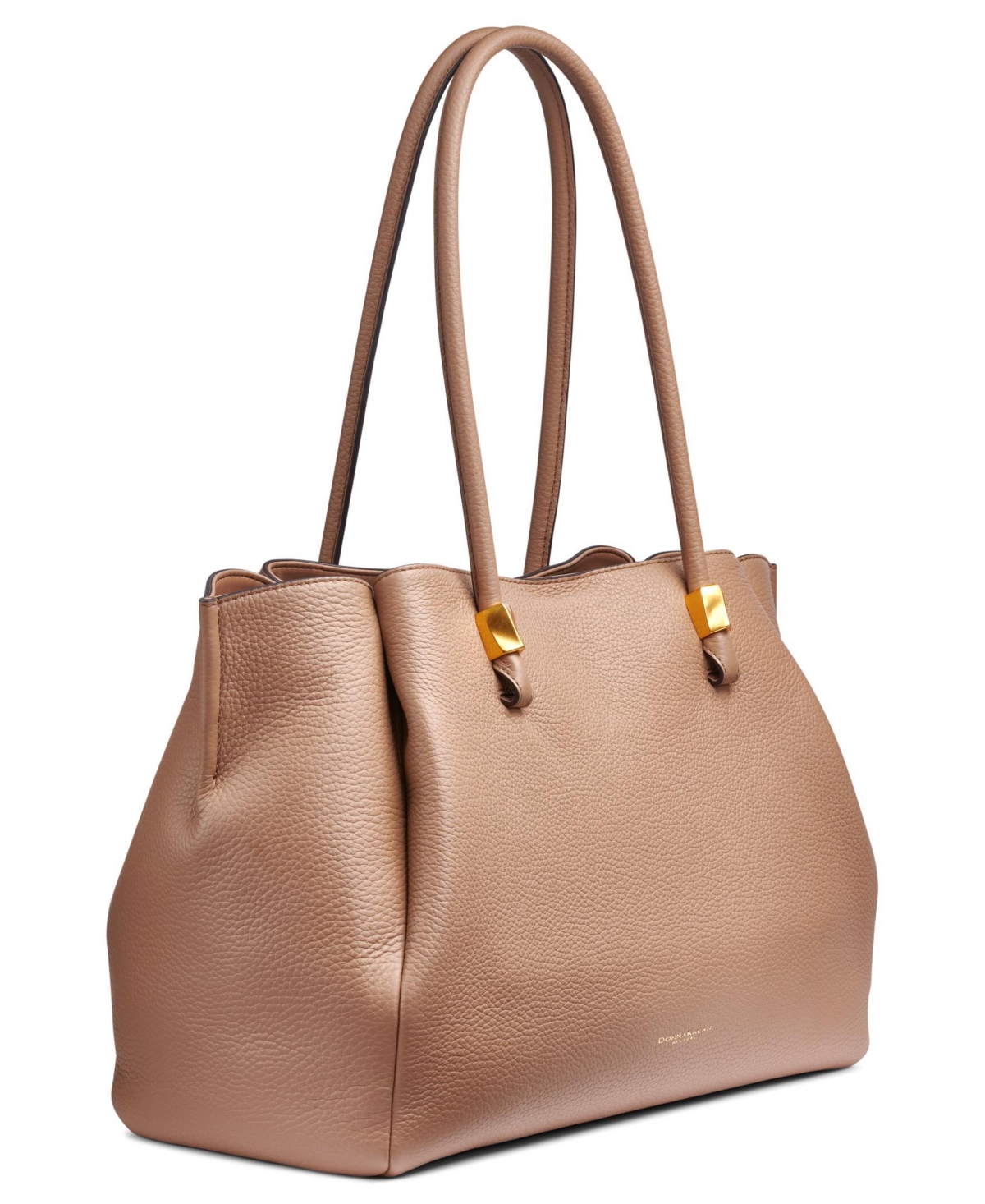 Shop Donna Karan Quogue Leather Triple Compartment Tote Bag In Toasted Almond