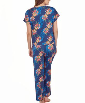 Women's Floral Microfiber Crop Pant and Top Pajama Set