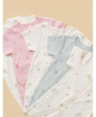 Baby Boy and Baby Girl Short Sleeve Zip Coveral