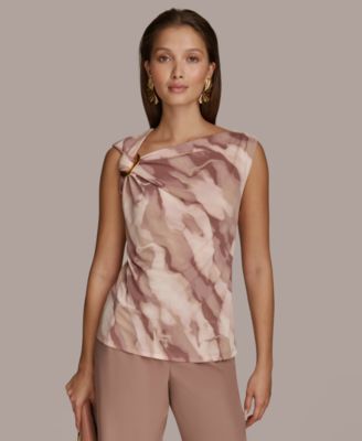 Donna Karan New York - Women's Sleeveless Printed Twist-Shoulder Top