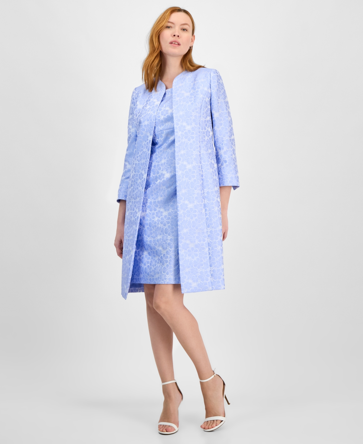 Kasper Women's Open-Front Floral Jacquard Topper Jacket